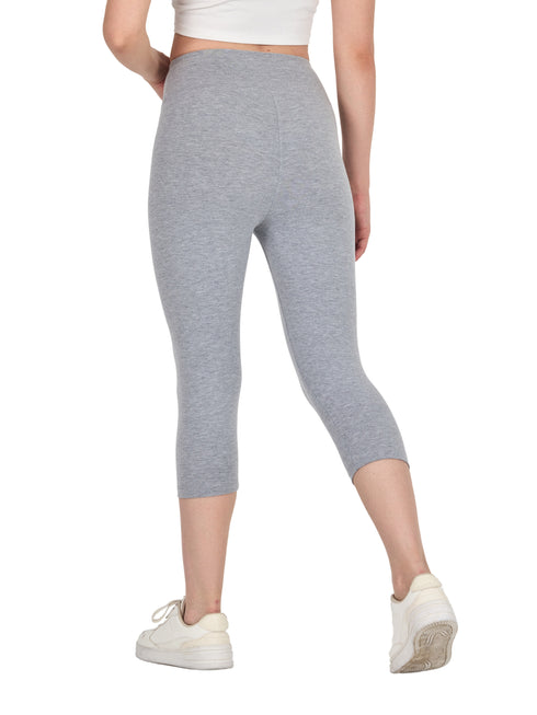 COMEOR Leggings Damen 3/4 Atmungsaktiver Baumwolle - High Waist Caprihose, Kurze Sport Leggins, Radlerhose Elastische Blickdicht Yogahose Sporthose