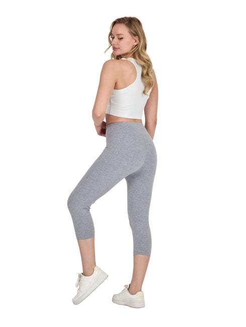 COMEOR Leggings Damen 3/4 Atmungsaktiver Baumwolle - High Waist Caprihose, Kurze Sport Leggins, Radlerhose Elastische Blickdicht Yogahose Sporthose