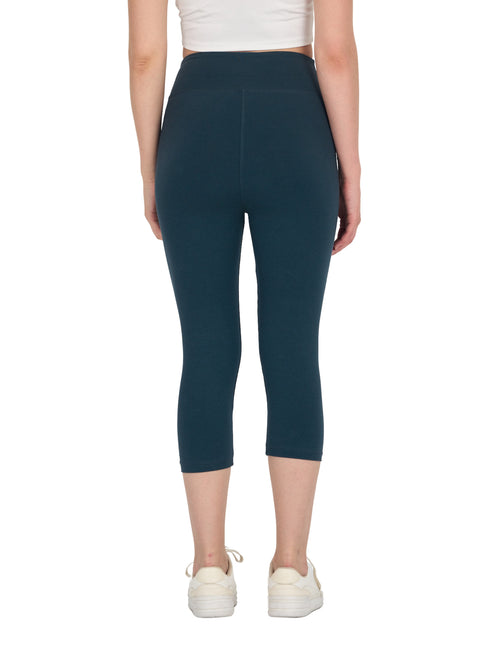 COMEOR Leggings Damen 3/4 Atmungsaktiver Baumwolle - High Waist Caprihose, Kurze Sport Leggins, Radlerhose Elastische Blickdicht Yogahose Sporthose