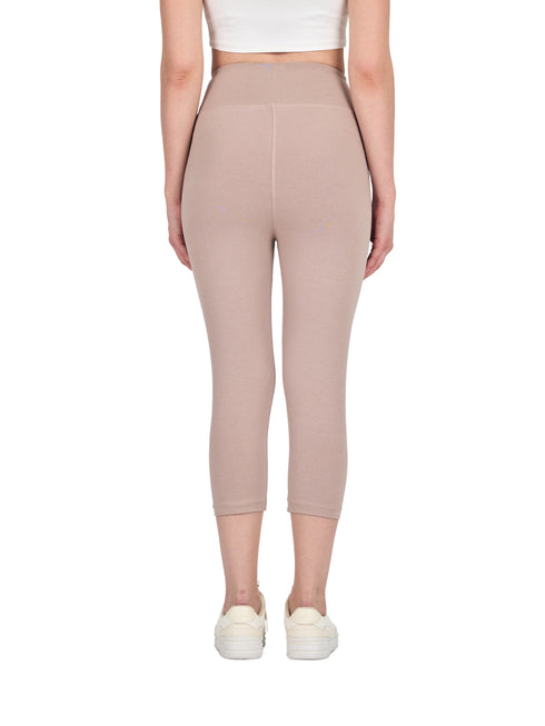 COMEOR Leggings Damen 3/4 Atmungsaktiver Baumwolle - High Waist Caprihose, Kurze Sport Leggins, Radlerhose Elastische Blickdicht Yogahose Sporthose