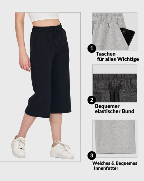 COMEOR Damen Capri Sweatpants – Bequeme 3/4 Jogginghose