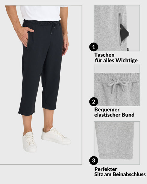 Herren Bermuda Capri Shorts 3/4 Sommerhosen mit Reißverschluss