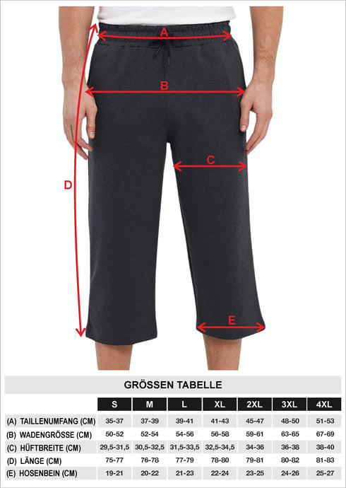 Herren Bermuda Capri Shorts 3/4 Sommerhosen mit Reißverschluss