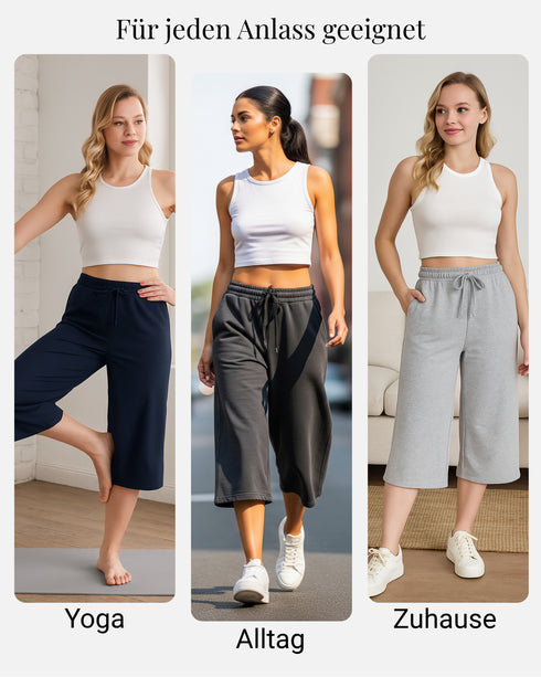COMEOR Damen Capri Sweatpants – Bequeme 3/4 Jogginghose