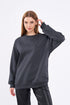 COMEOR Sweatshirt Damen Bequemer Oversize Pullover aus Baumwolle, Langarmshirt als Basic Pulli ohne Kapuze Regular Fit