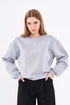 COMEOR Sweatshirt Damen Bequemer Oversize Pullover aus Baumwolle, Langarmshirt als Basic Pulli ohne Kapuze Regular Fit