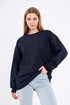 COMEOR Sweatshirt Damen Bequemer Oversize Pullover aus Baumwolle, Langarmshirt als Basic Pulli ohne Kapuze Regular Fit