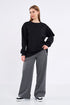 COMEOR Sweatshirt Damen Bequemer Oversize Pullover aus Baumwolle, Langarmshirt als Basic Pulli ohne Kapuze Regular Fit