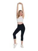 COMEOR Leggings Damen 3/4 Atmungsaktiver Baumwolle - High Waist Caprihose, Kurze Sport Leggins, Radlerhose Elastische Blickdicht Yogahose Sporthose Black