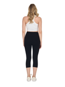 COMEOR Leggings Damen 3/4 Atmungsaktiver Baumwolle - High Waist Caprihose, Kurze Sport Leggins, Radlerhose Elastische Blickdicht Yogahose Sporthose Black