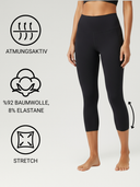 COMEOR Leggings Damen 3/4 Atmungsaktiver Baumwolle - High Waist Caprihose, Kurze Sport Leggins, Radlerhose Elastische Blickdicht Yogahose Sporthose Beige