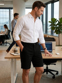 Kurze Hosen Herren - Baumwolle Chino Shorts Elastische Taille mit Tunnelzug Stretch Sommer Freizeithose Kurz Classic Fit