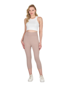 COMEOR Leggings Damen 3/4 Atmungsaktiver Baumwolle - High Waist Caprihose, Kurze Sport Leggins, Radlerhose Elastische Blickdicht Yogahose Sporthose Beige