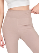 COMEOR Leggings Damen 3/4 Atmungsaktiver Baumwolle - High Waist Caprihose, Kurze Sport Leggins, Radlerhose Elastische Blickdicht Yogahose Sporthose Beige