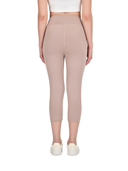 COMEOR Leggings Damen 3/4 Atmungsaktiver Baumwolle - High Waist Caprihose, Kurze Sport Leggins, Radlerhose Elastische Blickdicht Yogahose Sporthose Beige