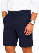 Kurze Hosen Herren - Baumwolle Chino Shorts Elastische Taille mit Tunnelzug Stretch Sommer Freizeithose Kurz Classic Fit
