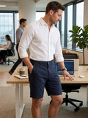 Kurze Hosen Herren - Baumwolle Chino Shorts Elastische Taille mit Tunnelzug Stretch Sommer Freizeithose Kurz Classic Fit