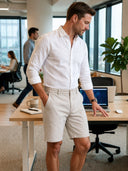 Kurze Hosen Herren - Baumwolle Chino Shorts Elastische Taille mit Tunnelzug Stretch Sommer Freizeithose Kurz Classic Fit