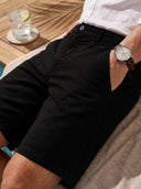 Kurze Hosen Herren - Baumwolle Chino Shorts Elastische Taille mit Tunnelzug Stretch Sommer Freizeithose Kurz Classic Fit