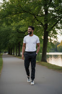 Cargohose Herren Stretch Relaxed Fit mit 6 Taschen und Kordelzug Black