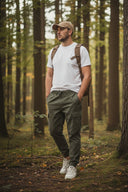 Cargohose Herren Stretch Relaxed Fit mit 6 Taschen und Kordelzug Olive