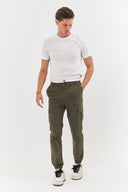 Cargohose Herren Stretch Relaxed Fit mit 6 Taschen und Kordelzug Olive