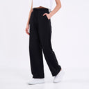 COMEOR Jogginghose Damen - Sporthose Lang Baumwolle Traininghose Lockere Sweatpants mit elastischem Bund und geradem Bein Black