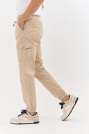 Cargohose Herren Stretch Relaxed Fit mit 6 Taschen und Kordelzug Beige
