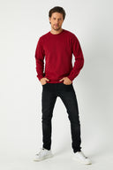 COMEOR Sweatshirt Herren Pullover Ohne Kapuze Maroon