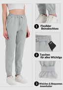 Jogginghose Damen -Baumwolle Warme Sporthose, Freizeithosen, Sweatpants Light Gray