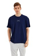 COMEOR Herren T-Shirt Baumwolle Set  – Rundhals Kurzarm Oversize Basic Shirt – Sommer Freizeitshirt Slim Fit Print Casual Sport Bekleidung Navy