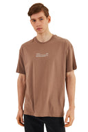 COMEOR Herren T-Shirt Baumwolle Set  – Rundhals Kurzarm Oversize Basic Shirt – Sommer Freizeitshirt Slim Fit Print Casual Sport Bekleidung Tan