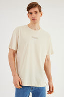 COMEOR Herren T-Shirt Baumwolle Set  – Rundhals Kurzarm Oversize Basic Shirt – Sommer Freizeitshirt Slim Fit Print Casual Sport Bekleidung Beige