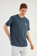 COMEOR Herren T-Shirt Baumwolle Set  – Rundhals Kurzarm Oversize Basic Shirt – Sommer Freizeitshirt Slim Fit Print Casual Sport Bekleidung Steel Blue