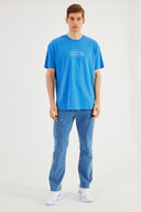 COMEOR Herren T-Shirt Baumwolle Set  – Rundhals Kurzarm Oversize Basic Shirt – Sommer Freizeitshirt Slim Fit Print Casual Sport Bekleidung Dodger Blue